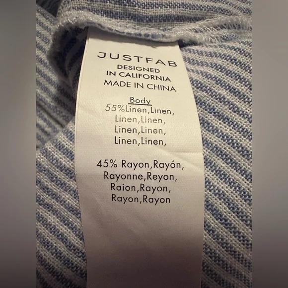 JustFab Linen Shirt Dress size XXL fits XL fits XL Blue White Stripes - Picture 3 of 13